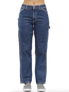 Dickies Women's Relaxed Fit Carpenter Jeans Vintage Wash Size 24